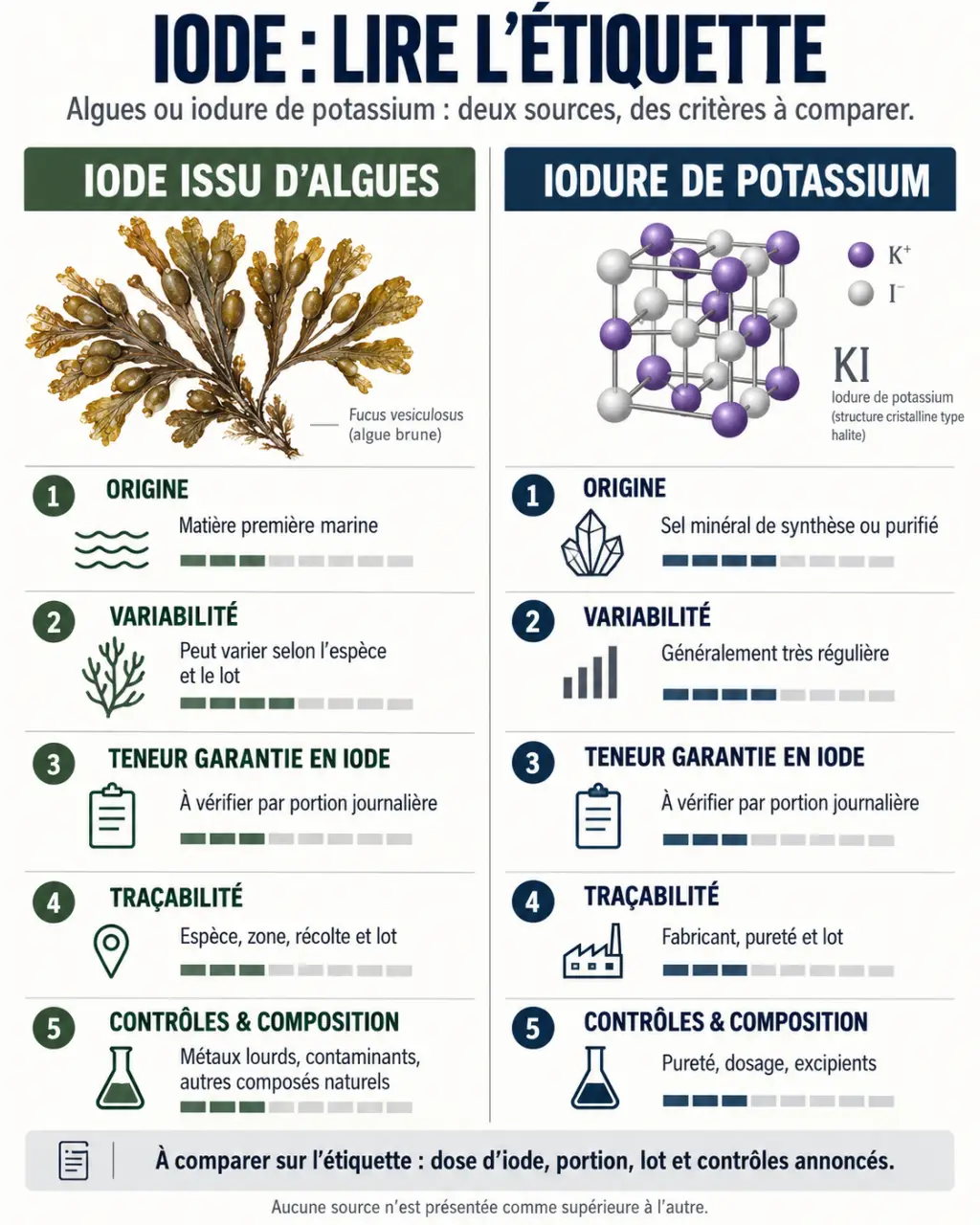 Comparaison des formes d’iode complément alimentaire : algues marines et iodure de potassium