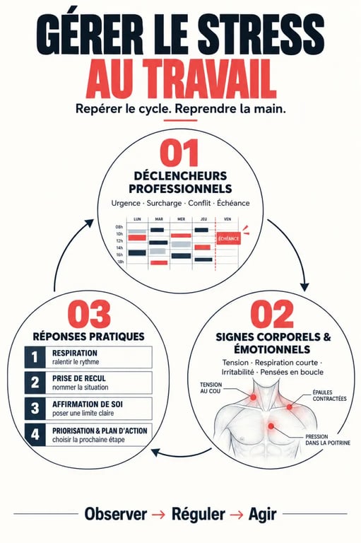 Formation gestion de stress : cycle des déclencheurs professionnels et techniques de régulation