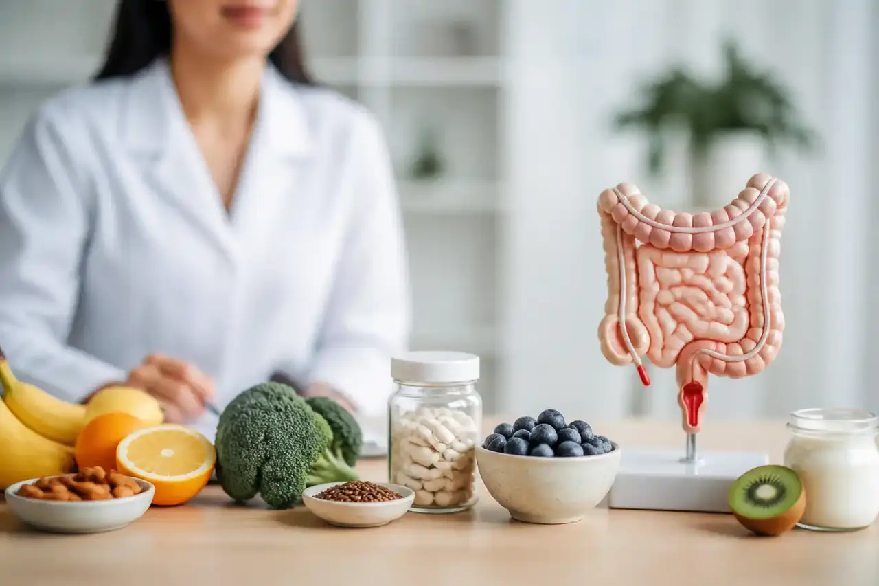 Microscope moderne dans un laboratoire lumineux pour l’analyse du microbiome intestinal