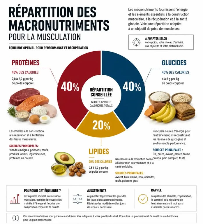 Répartition des macronutriments pour un programme alimentaire musculation